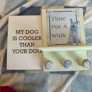 Dog Lovers! Cute Set Dog Leash Holder Time  for a Walk & Adorb Pic Frame